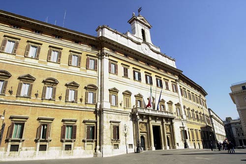 La facciata di Palazzo Montecitorio